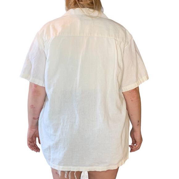 Marc Edwards White Cream Linen Button Down Short Sleeve Shirt XXL - Picture 4 of 6